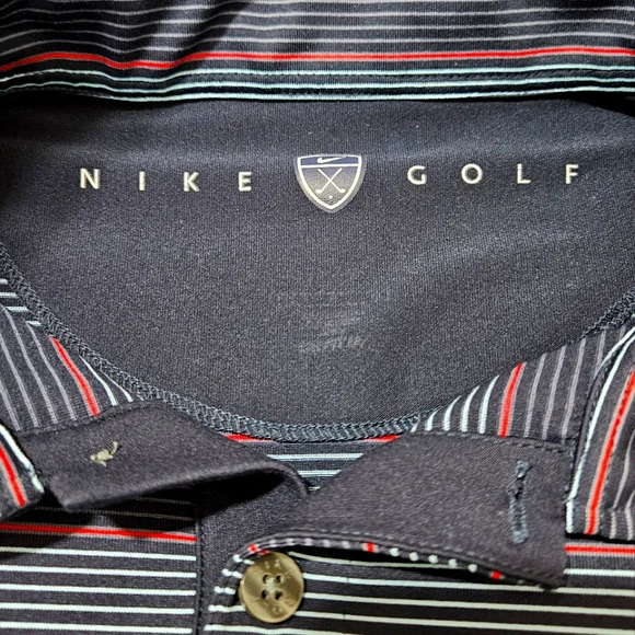 Nike Golf Dri Fit Performance UV Blue Stripe Polo - Picture 6 of 10